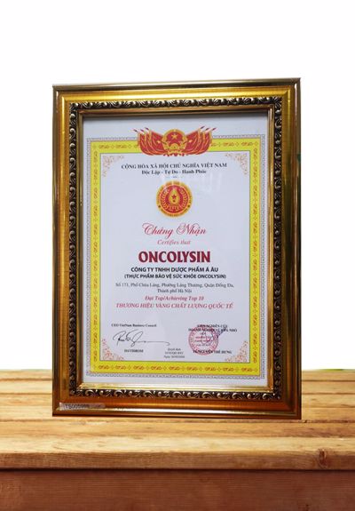 Sản phẩm Oncolysin vinh dự nhận giải “Thương hiệu vàng chất lượng quốc tế” năm 2020